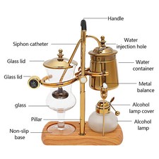 15OZ Royal Belgian Belgium Balance Syphon Coffee Maker Siphon Brewer Golden picture