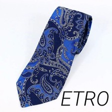 ETRO Tie Silk Paisley Pattern Blue Glossy picture