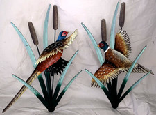 Great Set  Vintage  3D Metal  Wall Art  Pheasants among Cattails picture