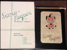 Vintage Card Joker Metal Score Keeper Pad With Magnetic Pencil picture