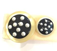 Akris 2 Replacement Buttons - Suit Jacket - Round Mother of Pearl Rim, Navy  picture