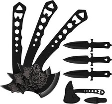 Wolfhead 6 Throwing Axes Set Black Garden Camping Target Practice Tools Durable picture