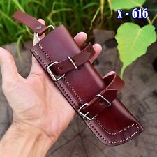 8”long custom handmade leather sheath fits up to 7.5”cutting blade vertical picture