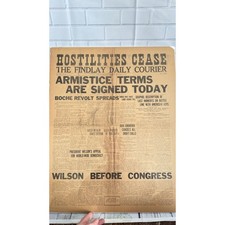 1918 Findlay Daily Courier Newspaper Cover WWI Armistice Signed picture