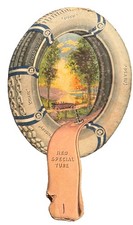 Vintage Antique US Rubber Tires Advertising Hand Fan Gas Oil Automobilia 11.5x7 picture