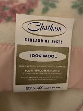 Wool Blanket Chatham Twin Double Full 80x90 Vintage Floral Pink Cream With Tags picture