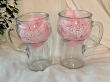 Vintage 1970s Pepsi-Cola Clear Glass Pedestal Soda Fountain Mug with Handle picture