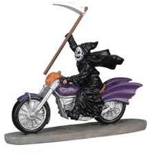 Lemax GRIM RIDER  Spooky Town Halloween Village Biker  -Grim Reaper Motorcycle picture