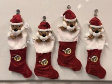 LOT OF 4 Buc-ee's Christmas 24” Plush Beaver Stockings, Fastens Shut/Close picture