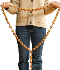 Giant Big Beads Rosario Natural Wood Jesus METAL  Cross XL Large 37