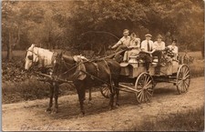 Circa 1910 Era Adults Children Horse Drawn Wagon RPPC Real Photo Postcard 4P23-8 picture