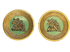 Vintage Jerusalem Brass Wall Plates Via Dolorosa Religious Collectible Art picture