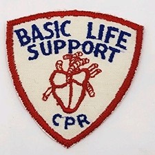 VINTAGE BASIC LIFE SUPPORT CPR PATCH (EARLY CHEESECLOTH BACK) RARE FIND  picture
