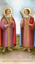 Sts. Cosmas & Damian 2 A - Laminated Holy 25 CARDS picture