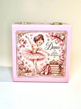 VINTAGE BALLERINA HANDMADE KEEPSAKE BOX - PINK BALLET DANCER TRINKET BOX picture