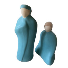 Jack Black 1984 Navajo Sculptures Pottery Figures Blue Vintage Pottery Set Of 2 picture