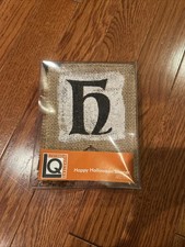 Happy Halloween Burlap 6.5’ (Feet) x 5” Sign White / Black / Brown picture