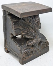 Antique Wooden Bird Design Heavy Bracket Stand Original Old Fine Hand Carved picture