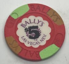 Bally’s Hotel Casino Las Vegas Nevada NV $5 Chip Red Green Brown House Mold 1986 picture