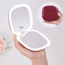 Compact Mirror with Light 4 Inches Compact 1x 10x Magnifying picture