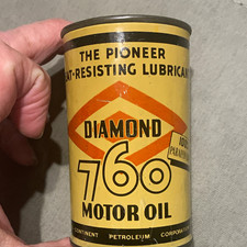 Vintage 1930s Diamond 760 Motor Oil Tin Advertising Coin Bank – Pristine Removab picture