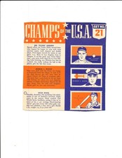 Joe Gordon Stan Hack Champs of the usa Set #21 1940 Wheaties card  picture