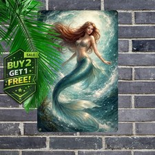 Enchanting Mermaid Vibrant Underwater Metal Tin Sign Home Decor picture