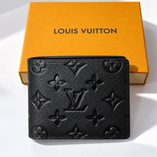 Louis Vuitton Monogram Men's Black Logo Bifold Wallet w/ ID Window & Card Slots picture