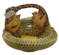 Antique Beistle Mechanical Valentine Card – Two Chicks, Honeycomb Nest, Pullout picture