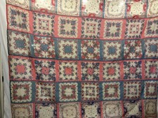 VTG 1940s 1950s Handkerchief Print Floral Hankie Squares Sewn Textile 78x65 OOAK picture
