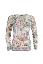 ETRO Women's Silk Cashmere Blend Long Sleeve Sweater Floral Bird Print L picture