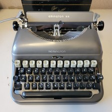 Vintage Very Nice 1940s Remington Model 5 Portable Typewriter W/Case-Siver Color picture
