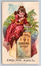 1880s Victorian Trade Card Rare East India Banana Syrup Laxitive Alexis IL picture