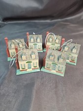 Midwest Importers Vtg Christmas House Ornament Lot Of 6, 3 1/2” picture