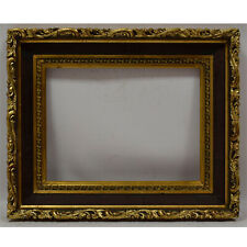 1898 Old wooden frame decorative with metal leaf Internal: 13.5x10.4 in picture