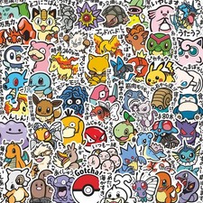 56 Pcs Pokémon Sticker set Side Label B Pokecenter Japan Theme Water Proof - US picture