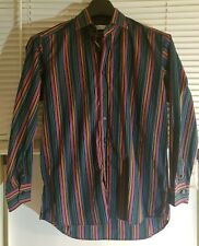Etro Men's Size 40 Black/Orange/Pink/Blue/Gray Striped Button Front Shirt picture