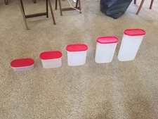 Tupperware Modular Mates Oval containers (Set of Five) Preowned, includes lids picture