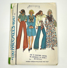 VTG Original 1970s McCall's Carefree Patterns 4647 Dress/Blouse & Vest uncut picture