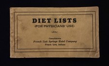 Antique c1905-1925 French Lick Springs Hotel Pluto Water Physicians Diet Booklet picture