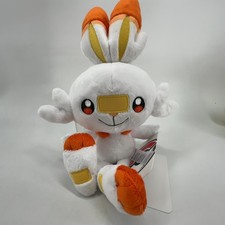 Pokemon Center Poke Plush Scorbunny Stuffed Animal White Orange New With Tags picture