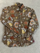 Etro brown multicolored floral and botanical print long-sleeve button-down shirt picture