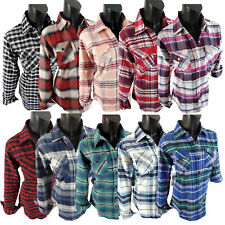 Flannel Plaid Shirt Womens Soft Pockets Pin Up Sleeves Regular and Plus Size Fit picture