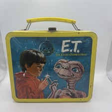 Vintage 1982 E.T. Extra-Terrestrial Aladdin Metal Lunch Box Yellow No Thermos￼ picture
