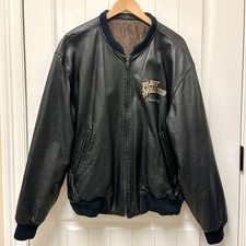 Rare Planet Hollywood Reversible Black Leather Jacket Singapore Embroidered picture