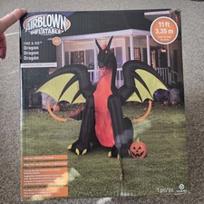 Gemmy 11ft Tall Animated Fire & Ice Dragon Halloween Inflatable NEW picture