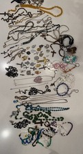 Vintage Catholic Lot Of Medals Pendants Necklace Rosary Jewelry Bracelet  picture