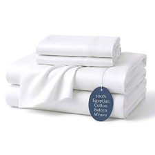 100% Egyptian Cotton Sheets King White - Luxury Hotel Collection King Size Sh... picture