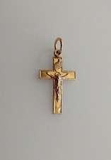 Catholic Vintage Very Very Tiny Small 14k Gold Crucifix Cross Religious Medal picture