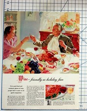 Vintage 1940s Wine Advisory Board Ad WWII Era Holiday Dinner Wishbone picture